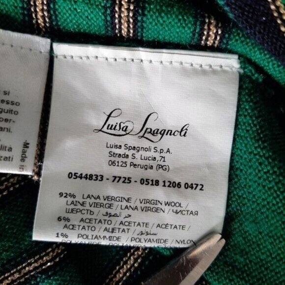 LUISA SPAGNOLI | Wool Blend Fine Knit Stripe Tee Shell Sz M - Picture 12 of 13